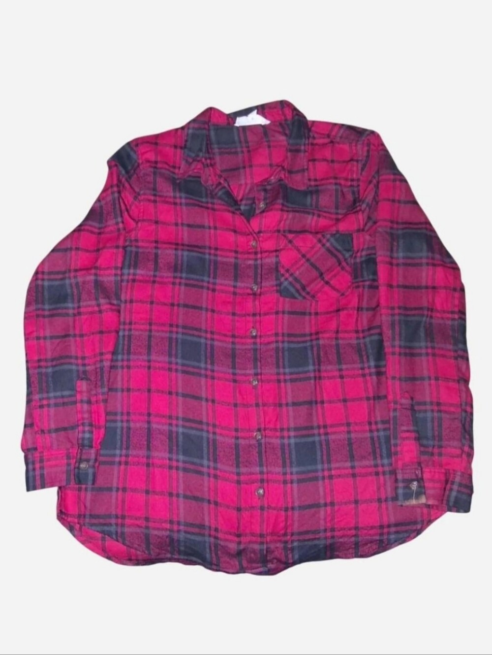 M | Hippie Rose red and black plaid flannel shirt